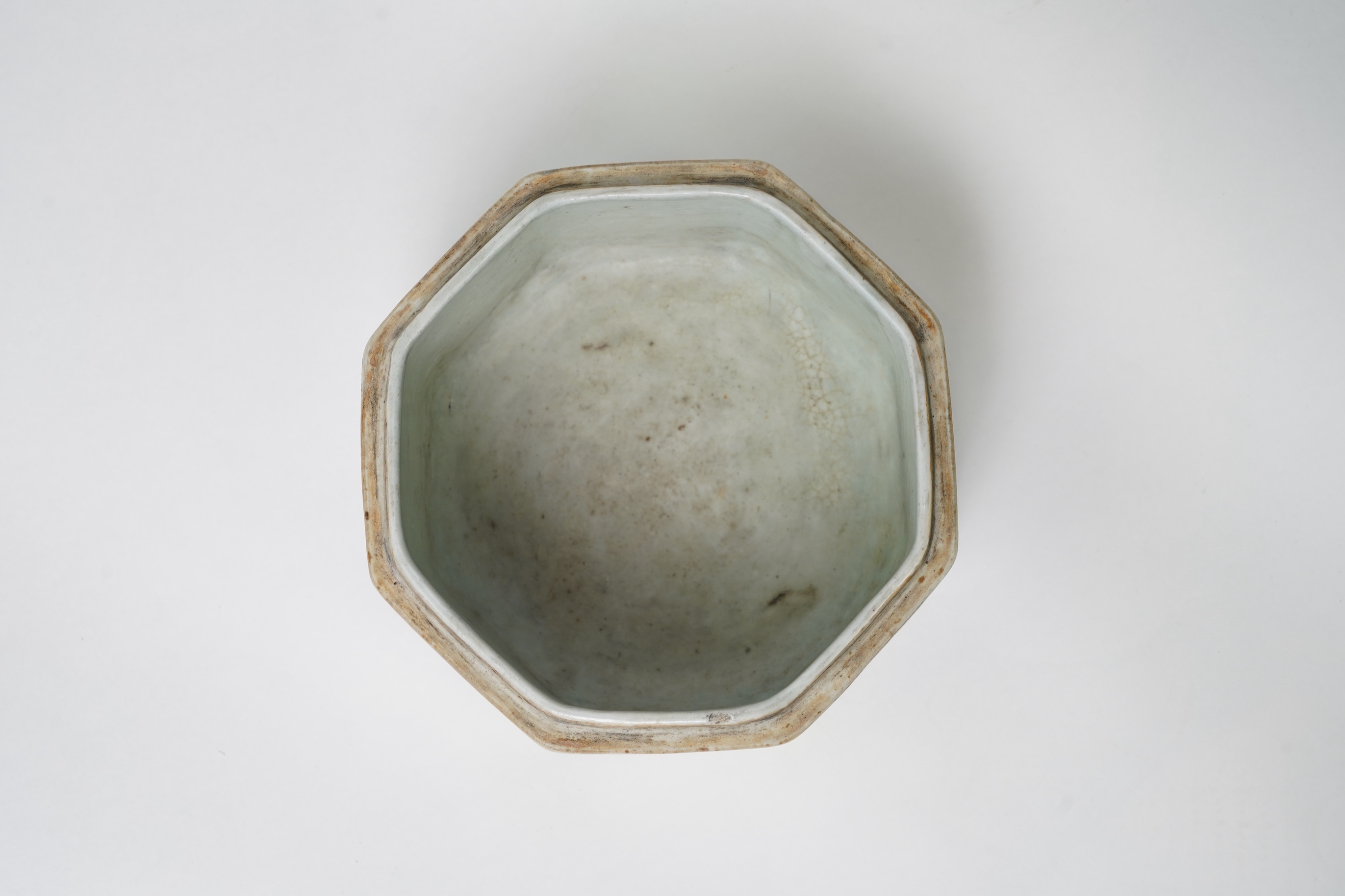 A Chinese blue and white hexagonal box and cover, made for the Islamic Market, possibly Ming dynasty